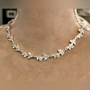 Givenchy Elegant Vintage Silver Crystal Rhinestone statement Necklace Choker